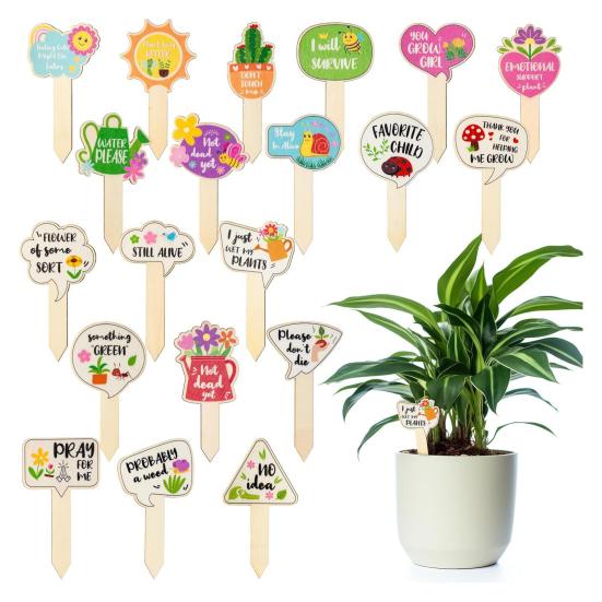 20 шт. Деревянные бирки для растений Деревенские этикетки для растений 20 стилей Садовые маркеры Бирки для горшечных растений Клумба для посадки цветов