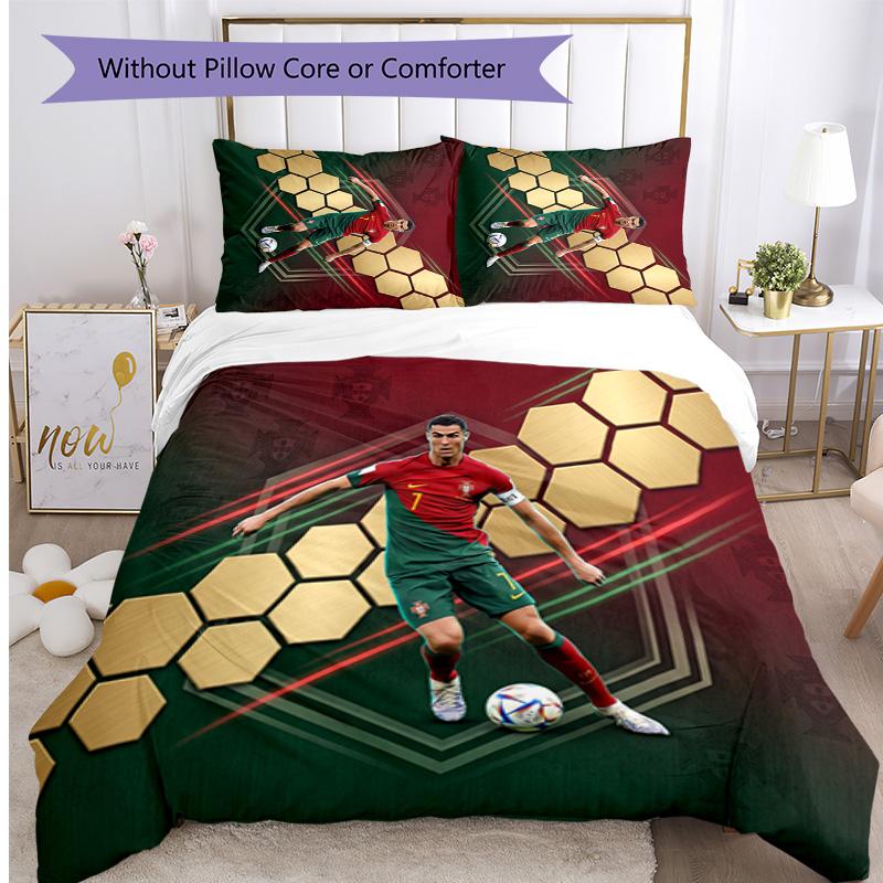 Cristiano Ronaldo Printed Bedding 3 Piece Set Cozy Breathable Bed Cover Set as Housewarming Holiday Gift