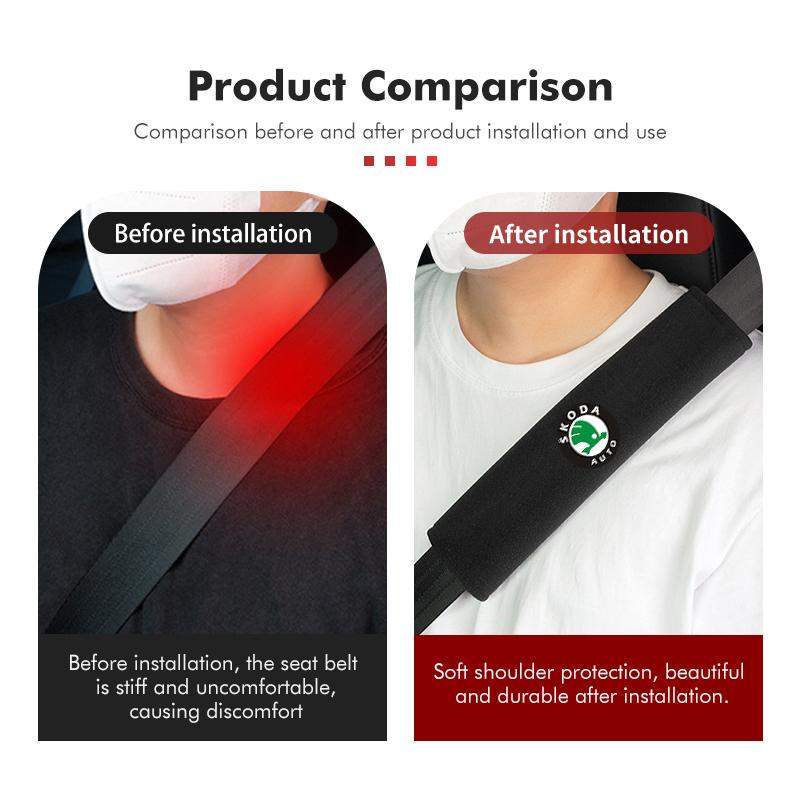 AAFO1 Car Logo Shoulder Cover Seat Belt Pad Strap Padding Accessories For Skoda Kodiaq Fabia Kamiq Karoq Octavia 2 3 Rapid Scala
