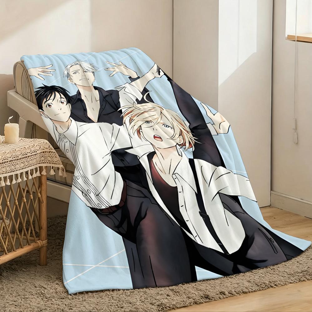 Yuri On ICE Anime Throw Lightweight g Flannel Blanket Soft Skinfriendly for Summer Cooling