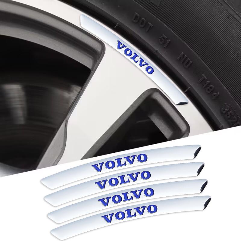 4pcs Car Wheel Rim Stickers Auto Tire Emblem Decor Decal Accessories For Volvo S60 S80 S90 C30 XC40 XC60 XC70 XC90 V40 V60 V90