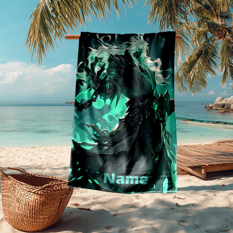 Custom Name Ultra-Soft Beach Towel with League of Legends Theme,Ideal for Pool - Camping, Diving - Perfect Travel Essential, Vibrant Beach Towel.