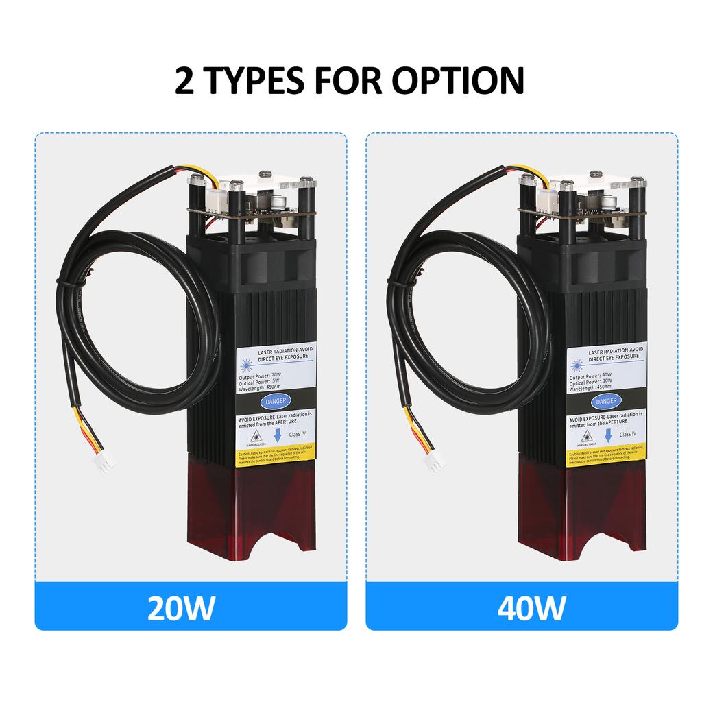 Лазерный модуль мощностью 40 Вт. Комплект модуля лазерной гравировки с оптической мощностью 10 Вт. Лазер со сжатым пятном и фиксированным фокусом.