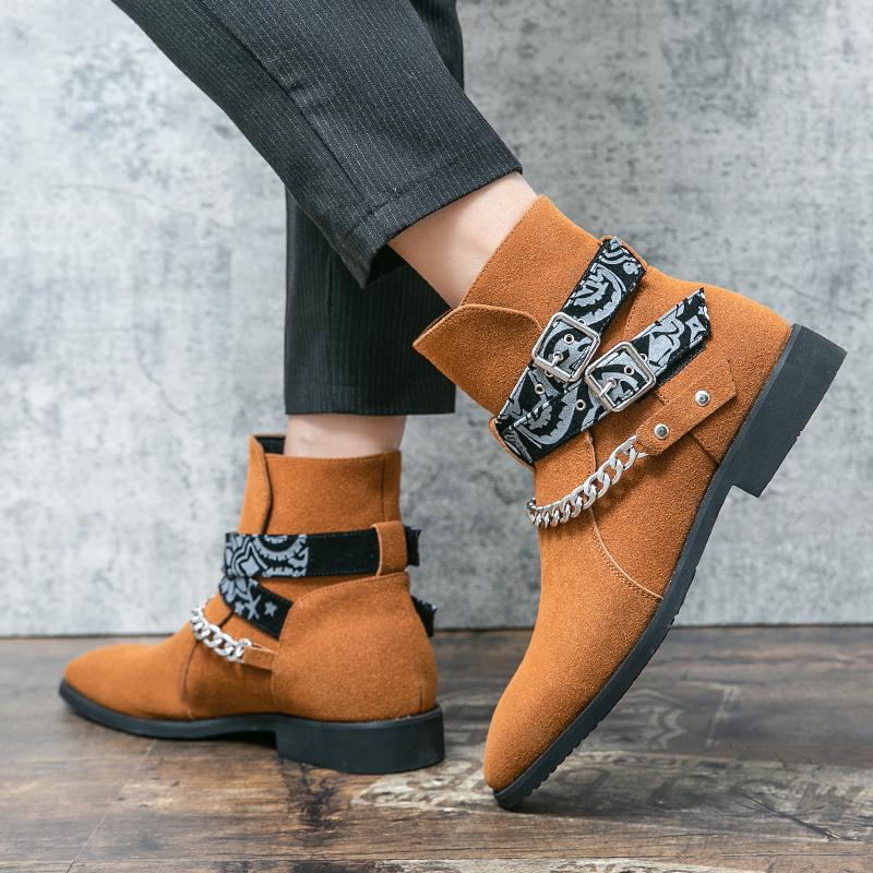 Новые мужские туфли без застежек на низком ходу, роскошные брендовые мужские мотоциклетные ботинки, универсальные мужские ботинки, обувь класса люкс «Челси», ботильоны для активного отдыха