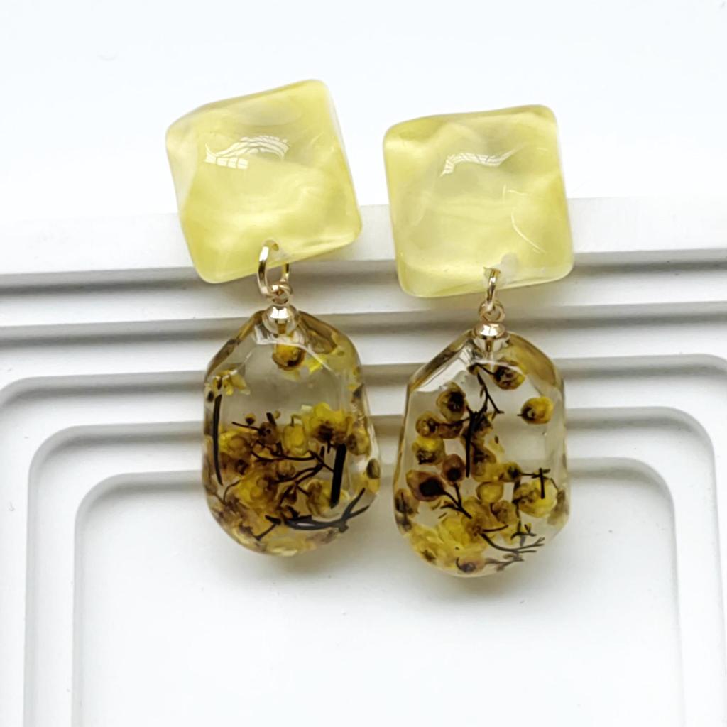 Natural Dried Flower Earrings: 925 Sterling Silver Dangles with Preserved Floral Specimens