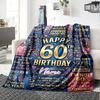 Happy 60Th Birthday Celebration Blanket Personalized Name Soft Warm And Versatile For Sofa Bed Office And Travel Machine Washable Comfortable In All