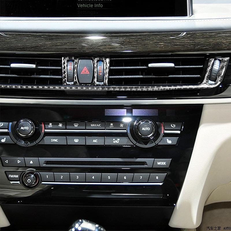 Для BMW X5 X6 F15 F16 14-18 из настоящего углеродного волокна, центральная панель для выпуска воздуха, накладка, аксессуары для салона автомобиля, салон автомобиля
