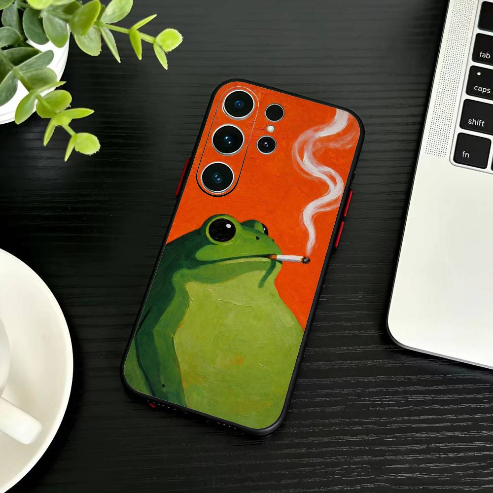 Милый Мультяшный Чехол-Лягушонок для Телефона Samsung S26, S25, S24, S23, S22, S21, S20, S30, Ultra, Plus, Fe, Note, 5G Черный Чехол