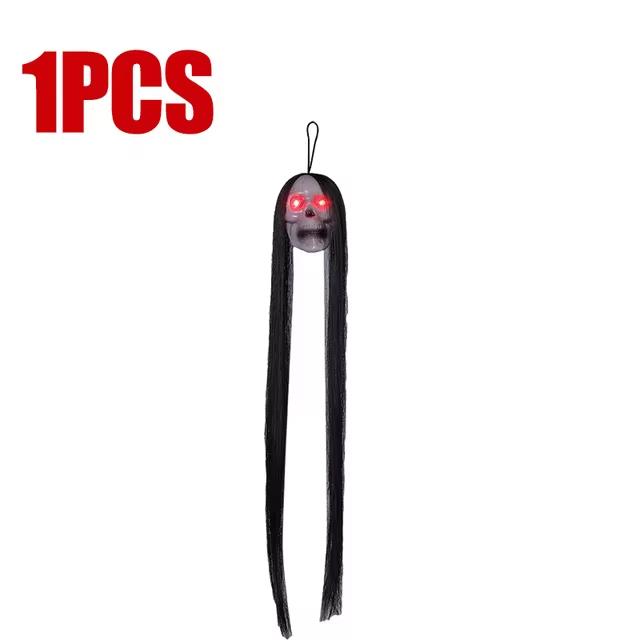 Хэллоуин Ужас Подвеска Череп Волосы Привлекающий внимание Голова Черепа Длинные Волосы Голова Призрака Ужас Украшение Подвеска Реквизит Дом с Привидениями