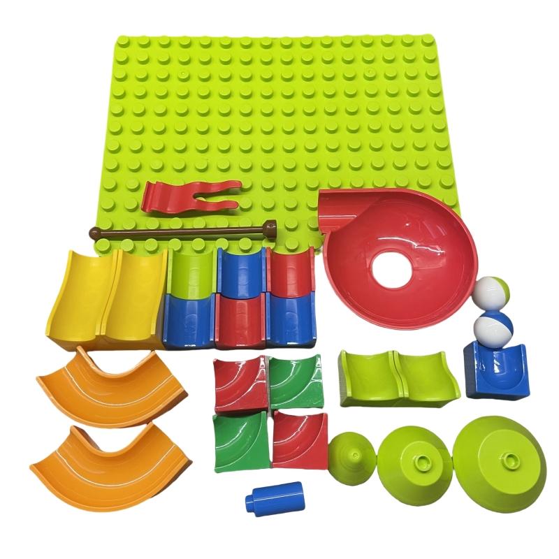 Non-Toxic 28Pcs Big Marble Race Run Maze Ball Track Building Blocks Funnel Slide Assemble Bricks With Baseplate Compatible Blocks Toy
