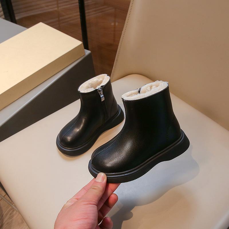 Children's Boots New Padded Thickened Boys and Girls Cotton Shoes Size 23-35 Versatile Non-slip Kids Baby Martin Boots Shoes