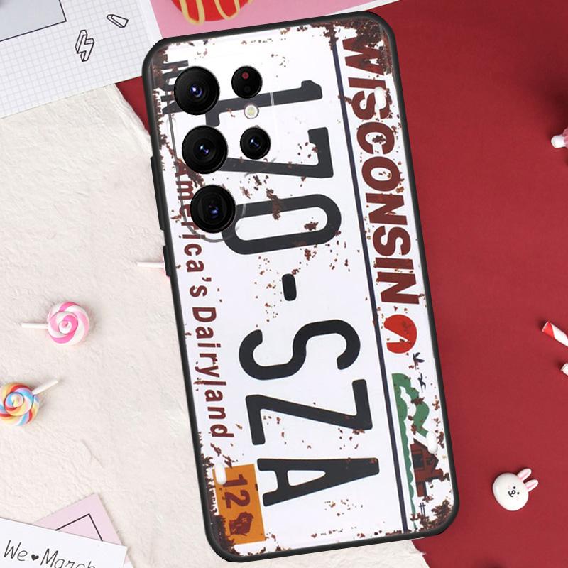 Retro Funny License Plate Case For Samsung Galaxy S21 S22 S23 S24 S25 S26 Ultra S10 S25 Plus S25 FE S20 FE Cover Shell