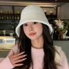 Autumn and Winter Fisherman Hat for Women Sherpa and Korean Style Warm Knitted Hat Face Showing Small Bucket Hat Plain Plush Hat