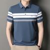 Футболка с короткими рукавами и лацканами, средняя, мужская, тонкая, полосатая, деловая, повседневная, свободная, поло, топ