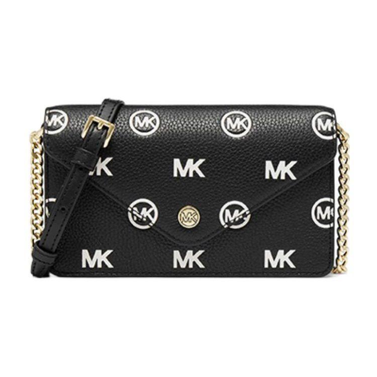 Michael Kors MK Jet Set Travel Logo Print Leather Envelope Shoulder Bag Small Women bags Black 35F3GTVC5LBLACK