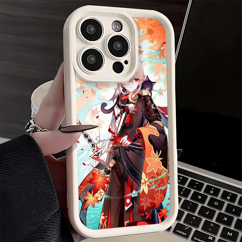 Чехол для телефона iPhone 17 Air 16E 15 16 Pro Max Genshin Impact Казуха Чехол 14 Plus 13 12 Mini Мягкий силиконовый Fundas