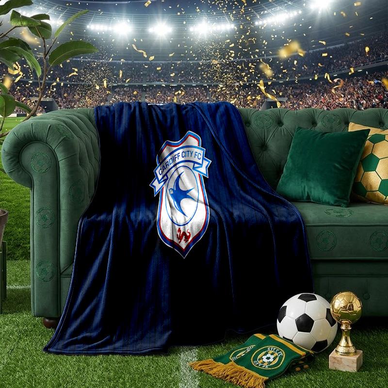 Cardiff Fc Crest Throws Blanket Flannel Blankets Plush for Couch Bed Gifts for Men Women Travel picnic blanket Christmas fan gifts