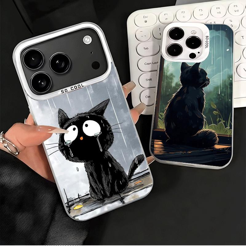 Чехол для телефона Healing Sense Cat Rain, ударопрочный, для iPhone 17 Air 16 16E 15 Pro Max 14 Plus 13 Mini 12, задняя крышка, противоударный Fundas