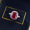 Xian Can Jewelry Серебро S925 Кольцо с паве 9x11 мм Цвет «Голубиная кровь», Европейский и Американский стиль, Прямой эфир Xiaohongshu.