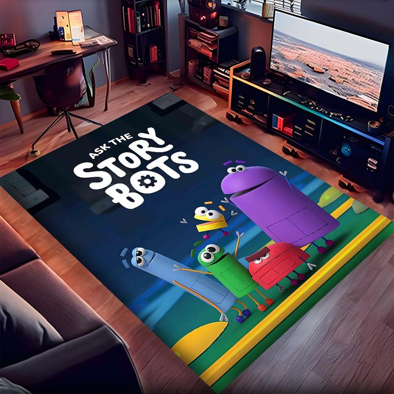 Ask Storybots Polyester Carpet, Soft Indoor Mat for Office Chair, Living Room, Computer Desk - Decorative Home Office Rug Design