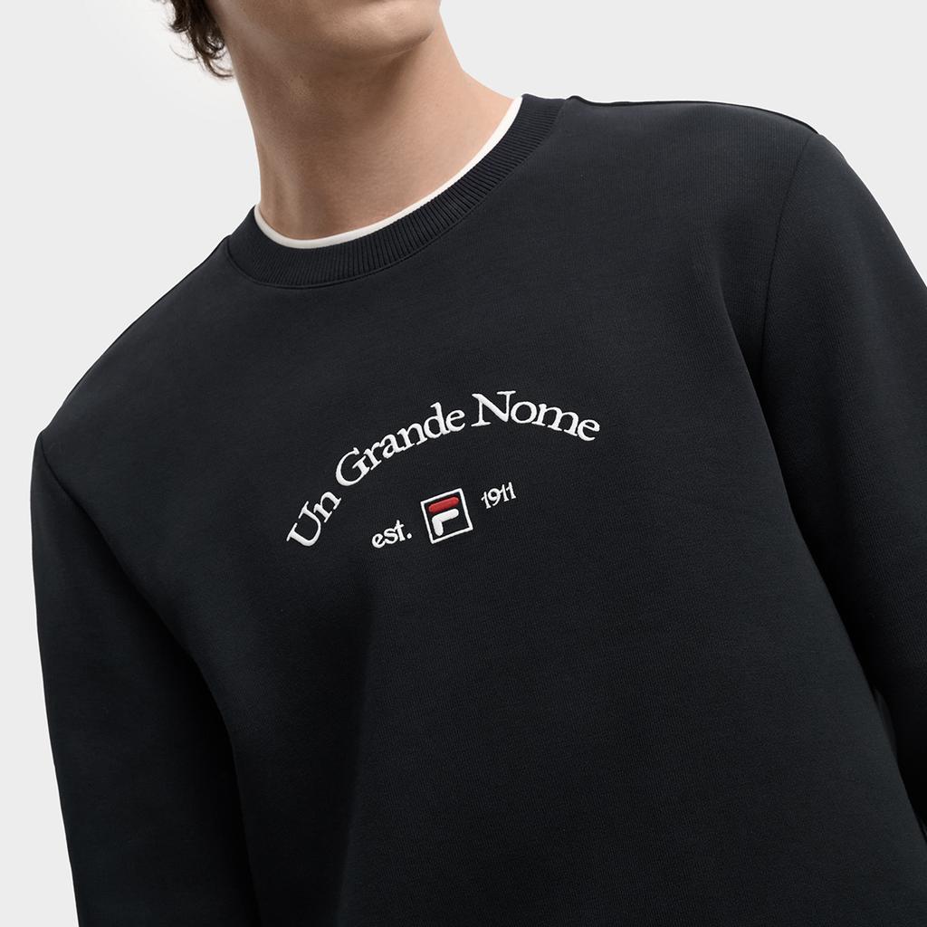 Fila Heritage Флисовая подкладка Классический Модный Удобный Универсальный Пуловер Свитшот Мужской свитшот Legendary-Blue F11M548204FNV