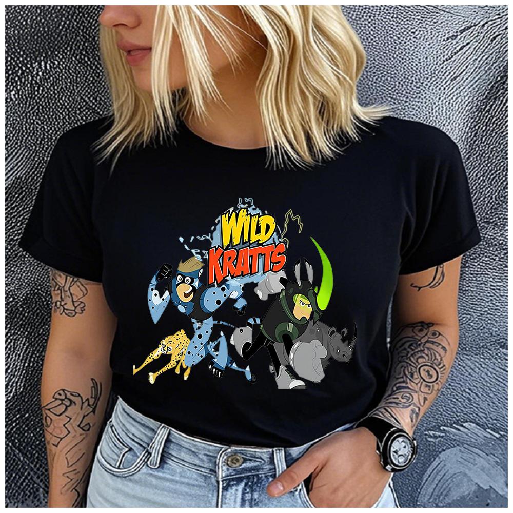 100% Polyester Round-Neck Short-Sleeved T-Shirt for Animation Fans Creative Trend Pattern Casual Sports Fashion