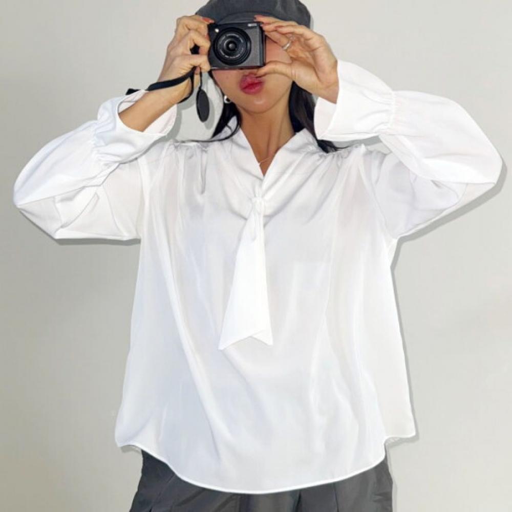 New ArriVals Open Run Women Blouse Tie V Neck Shirring