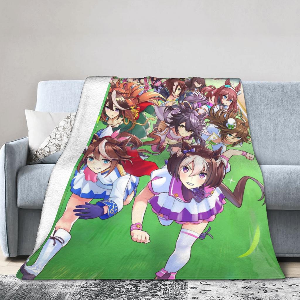 Uma Musume Pretty Derby Blankets Fleece All Season Portable Warm Throw Blankets for Bed Couch Bedding Throws