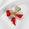 Fashion Rhinestone Red Bow Brooches For Women Clothing Coat Party Jewelry Accessries Gifts
