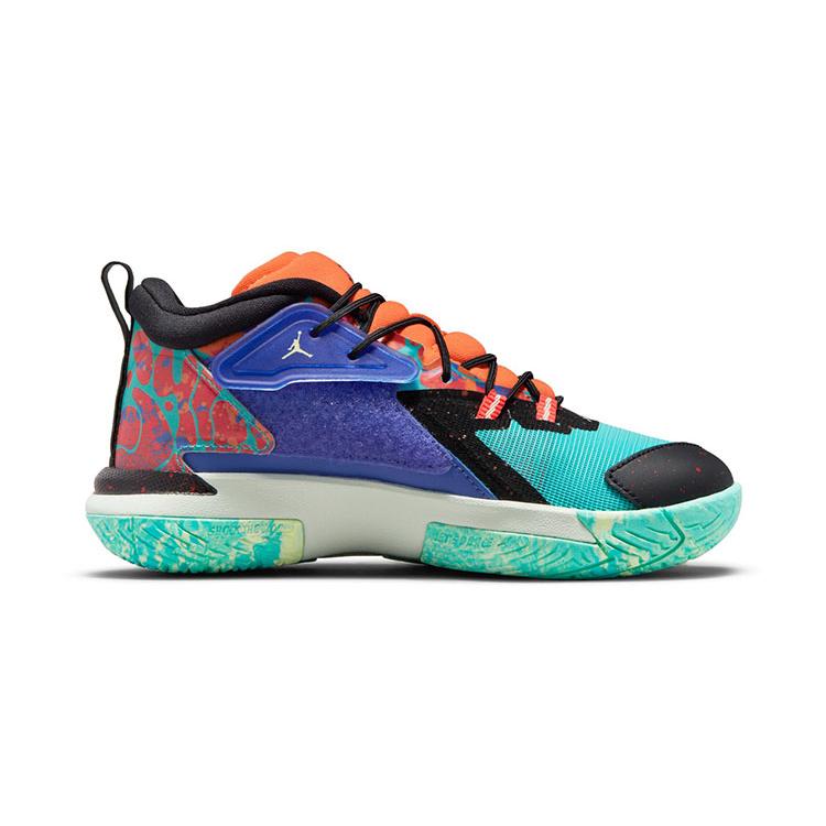 Jordan Zion 1 Zion Mid top Баскетбольные кроссовки для выступлений Оранжево-зеленые Детские Возраст 3-7 лет DC2024-800