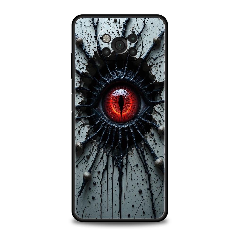 Жуткий Страшный Красный Глаз Чехол для Телефона для Xiaomi Poco F7 Ultra F6 F5 F4 F3 X6 X5 X4 X3 NFC C51 C55 M4 GT 5G Мягкий ТПУ Чехол Сумки