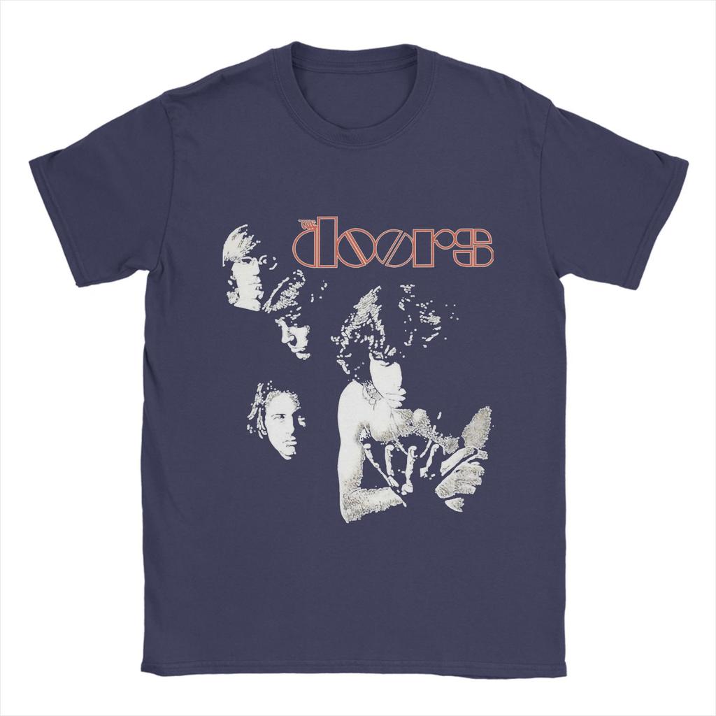 The Doors Мужская футболка Винтажная Музыка Забавная футболка Футболка с коротким рукавом и круглым вырезом Чистый хлопок 6XL Топы