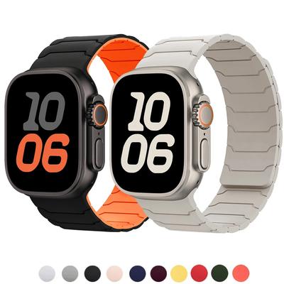 Ремешок для Apple Watch Ultra 2, размеры 49 мм, 45 мм, 44 мм, 40 мм, 42 мм, 46 мм, 41 мм, 38 мм, магнитный силиконовый браслет для iWatch Series 10 SE 9 8 7