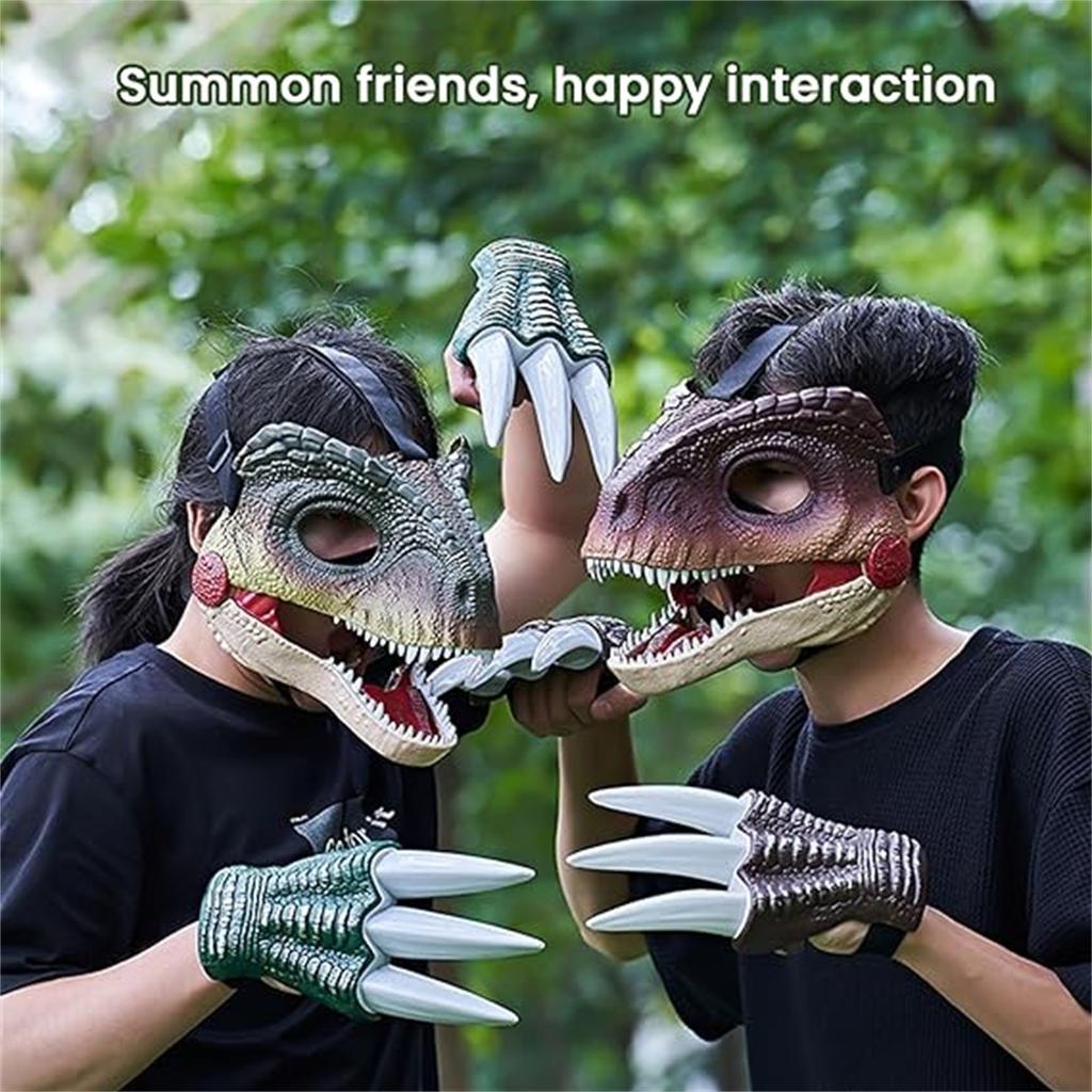 Dino Mask Moving Jaw, Hard Plastic Funny Dinosaur Mask With Dinosaur Scream Halloween Mask Dinosaur Head Face Mask Movable Mouth Party Cosplay Props