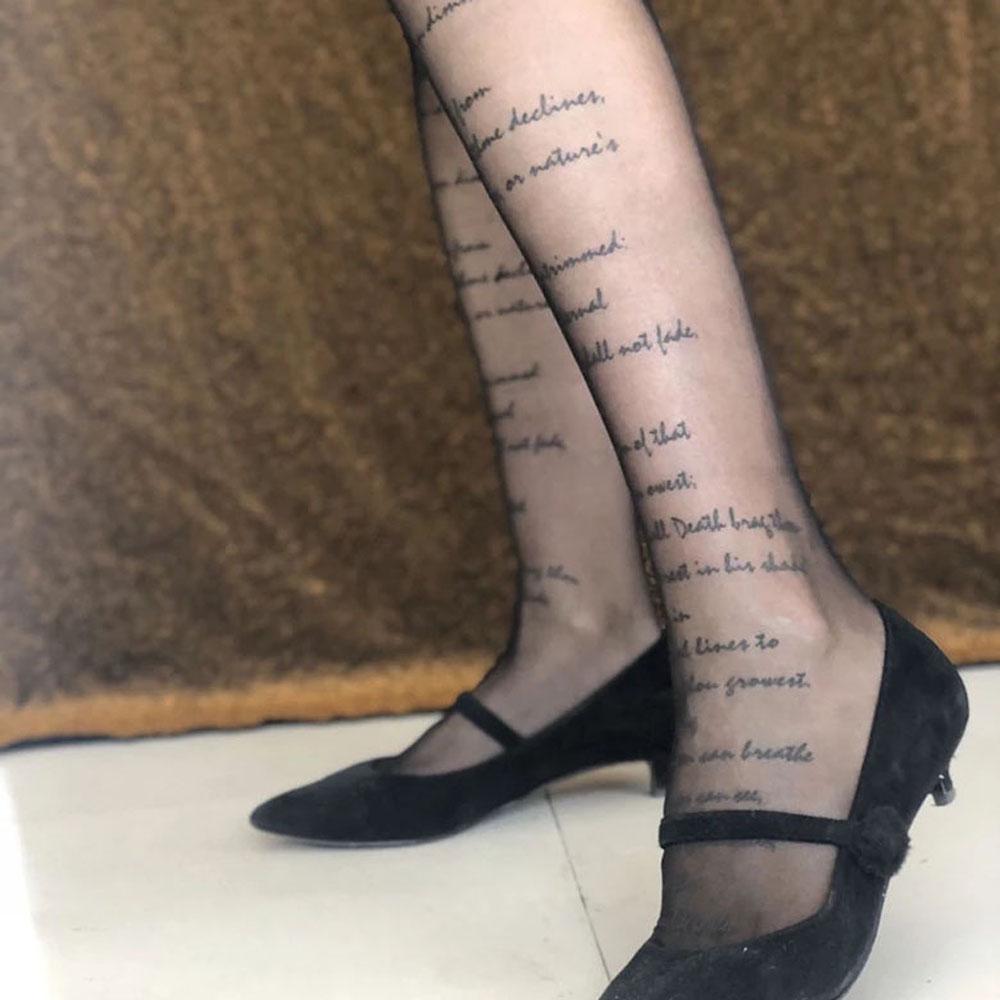 Thin Nylon Anti-hook Woman Sexy Transparent Tights Inscriptions Tattoos Pantyhose With Patterned