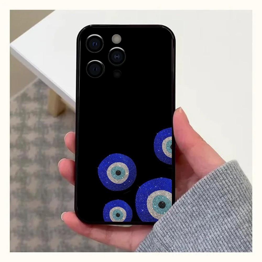 Счастливый Синий Глаз Зла Чехол для Телефона для Apple iPhone 15,14,13,12,11,Pro,X,XS,Max,XR,Plus,Mini Мягкий Черный Чехол