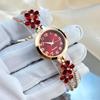Double Layered Chain Ladies Business Watches Flower Quartz Wristwatch Rhinestone Quartz Watch  Men