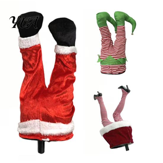 Stuffed Elf Legs for Trees Christmas Swinging Leg Ornament, Electric Hanging Santa Tree, Home Decor Gifts Fluffy Funny Tree Topper with Clip, Holiday