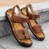 Men Sandals Black Leather Gladiator Sandals Outdoor Summer Roman Sandals for Men Beach Shoes Plus Size