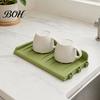 Flexible Draining Mat Silicone Kitchen Sink Faucet Mat, Foldable Splash Guard with Suction Cup, Space-saving 5 Degrees Slope Countertop Water