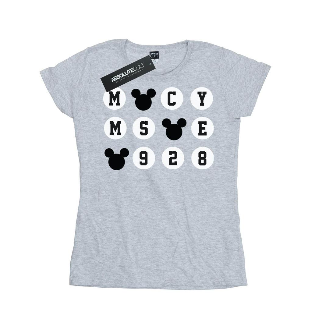 Disney Womens/Ladies Mickey Mouse 1928 Circles Cotton T-Shirt