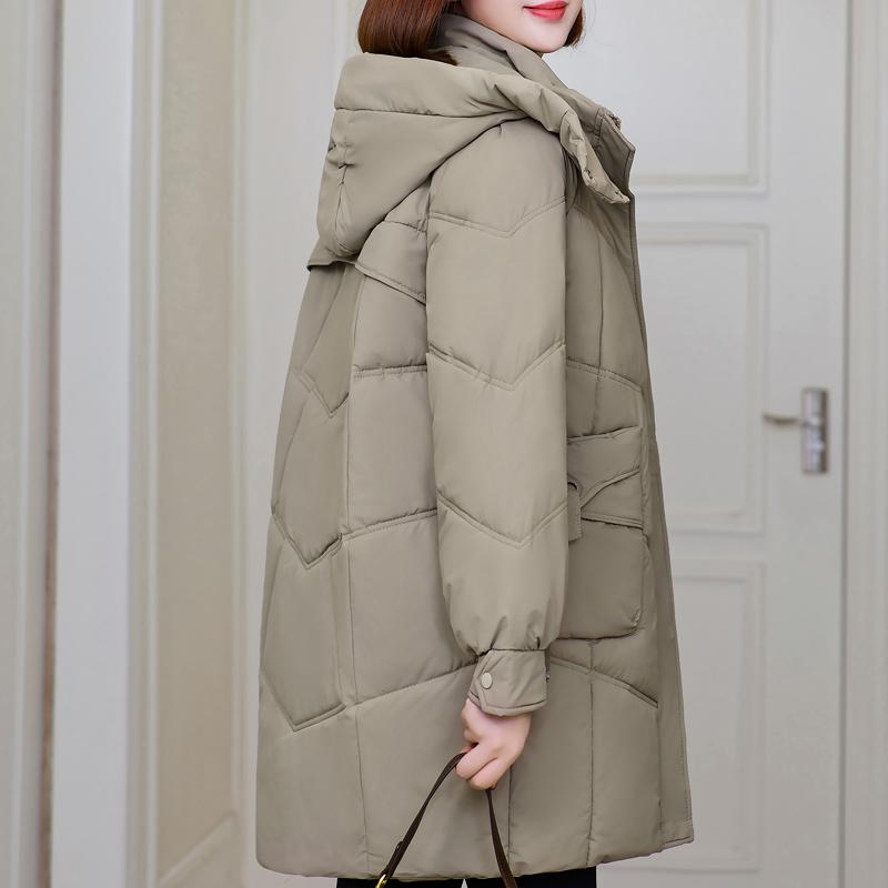 Женское длинное пальто зимняя верхняя одежда больших размеров элегантная женская куртка с капюшоном повседневная свободная толстая теплая парка