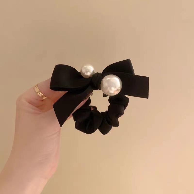 Temperament Bow, Pearl Headband, New Style, Korean High-end Feel, Headband, Rubber Band, Women's, Headwear