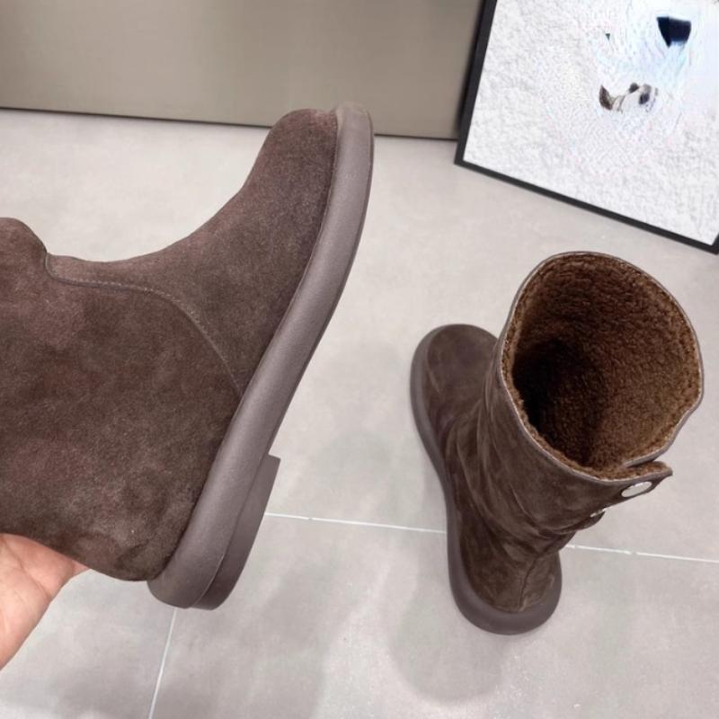 2024 Brand Shoes for Women Slip On Winter Women's Shoes Round Toe Solid Flock Plus Velvet Warm Comfortable Low Heels Snow Boots