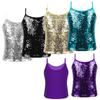 Дети Девочки Блестящий Топ-майка с пайетками Костюмы для выступлений Жилет Топы Уличная одежда