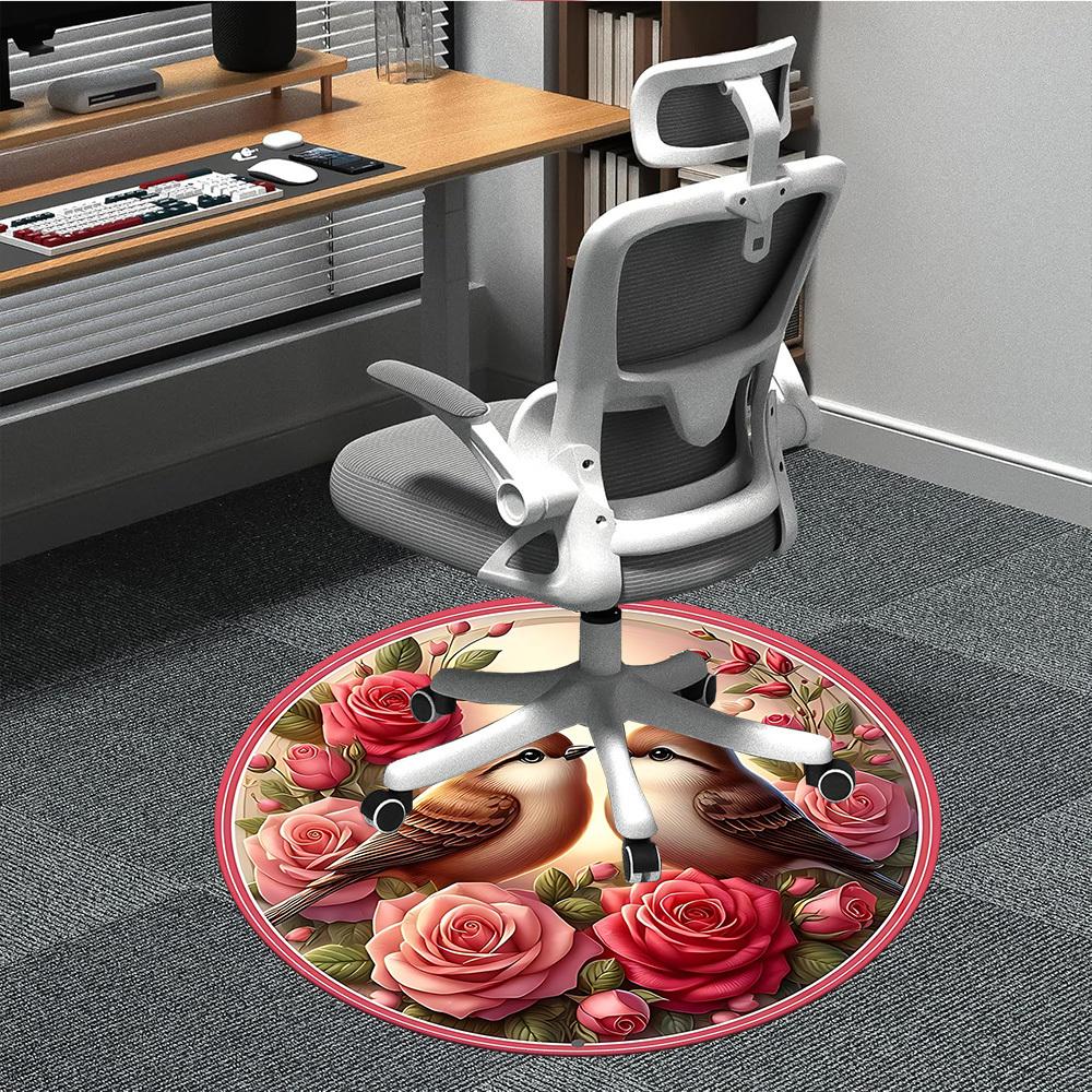 1pc Love Birds Chair Carpet for Office, Soft, Non-Slip Polyester Mat, Office, Entryway, Living Room, Bedroom, yy251207255