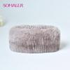 SOMALER Winter Real Rabbit Fur Headband for Women Knitted Rex Rabbit Fur Head Wrap Womens Ear-warmer