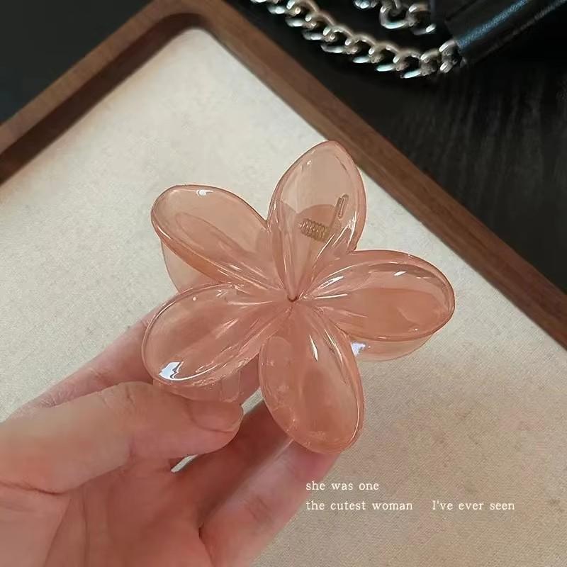 Women's Large-Size 8cm Brown Beige Laser Mermaid Princess Flower Shaped Lightweight Plastic Hair Clips Hair Accessories