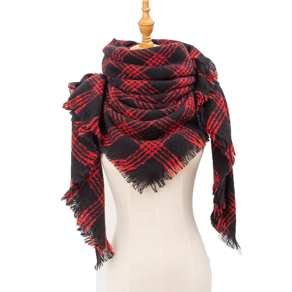 Spring Autumn Winter Shawl Ladies Plaid Triangle Scarf