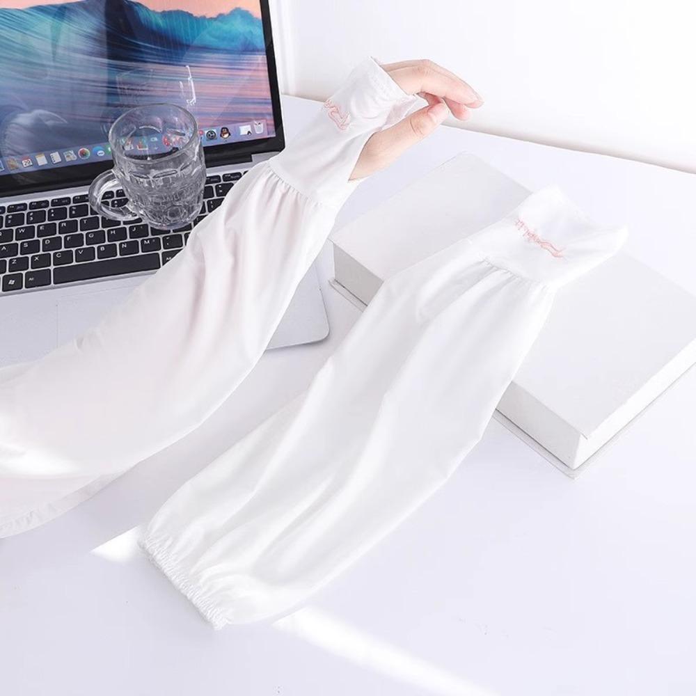 2PCS/Pair Soft Loose Ice Silk Sleeves Long Length UV Protection Sleeves  Summer